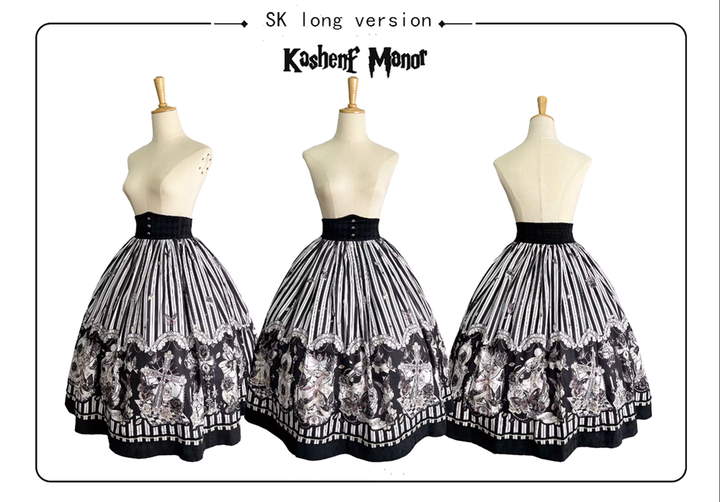 (Buyforme)Little Bear~Gothic Lolita Black and White Striped JSK Set S SK long version 