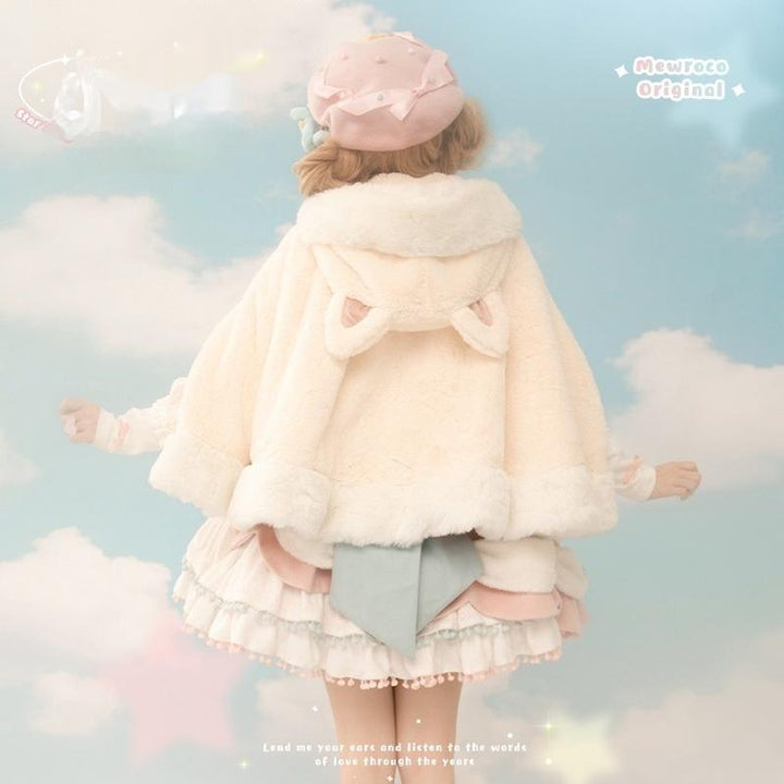 Mewroco~Lucky Star~Winter Sweet Lolita SK Kawaii Cat Ear Cape Suit (L M S XL) 40052:650050