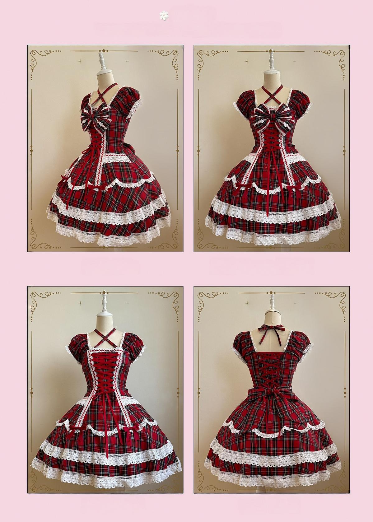 Showa Sweetheart - Old School Lolita OP Dress, Ruffled Lace Hem (L M S XL XS) 45887:866826