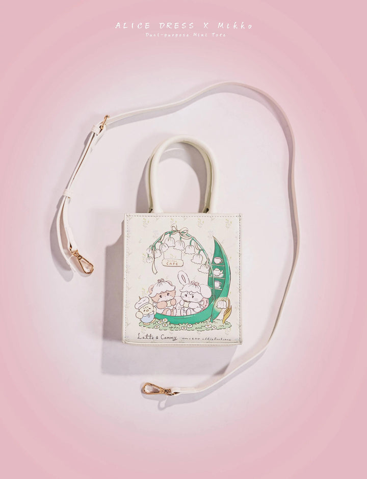 Doll tea party~IP Collab Kawaii Lolita Crossbody Handbag Mini Tote Bag   