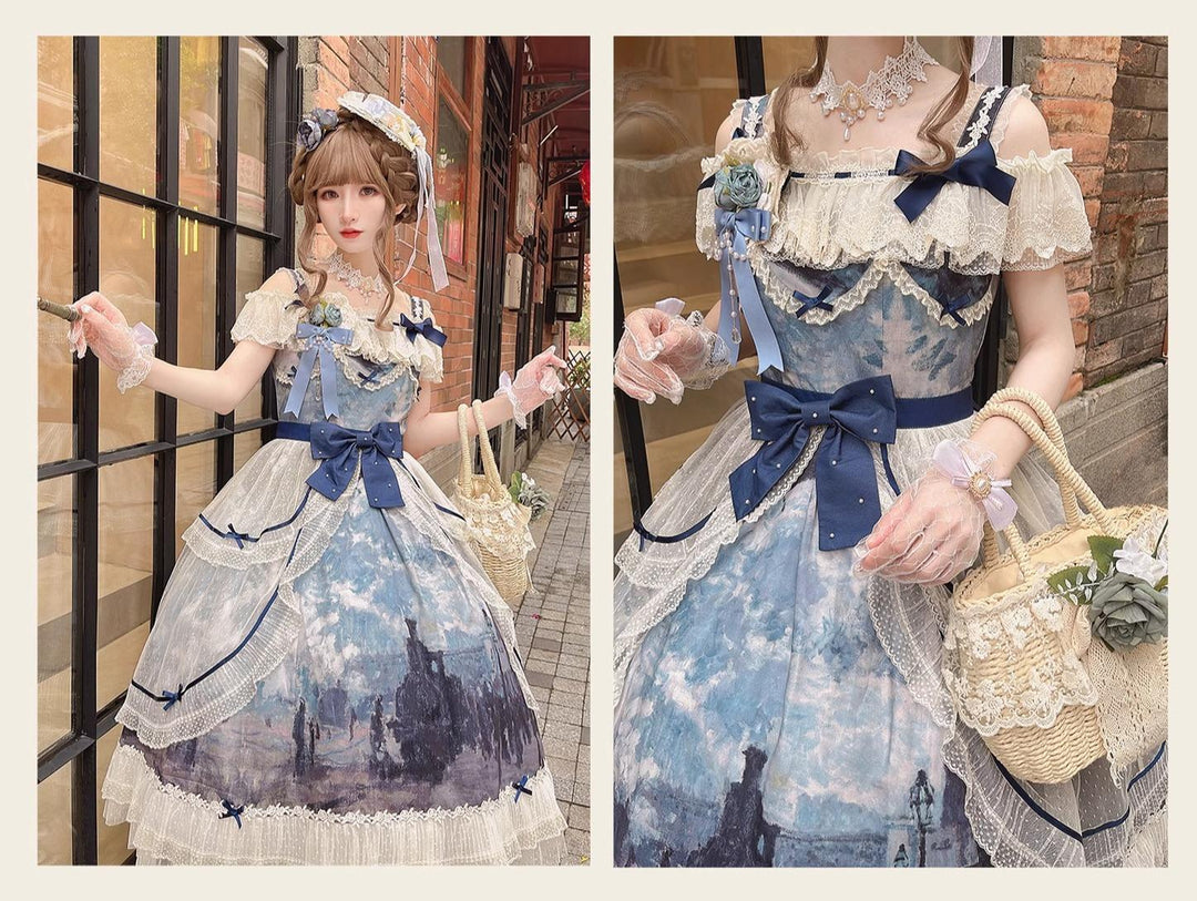 (BFM)Alice In Wonderland~Vintage Elegant Lolita JSK Dress Palace Style Summer Dress   