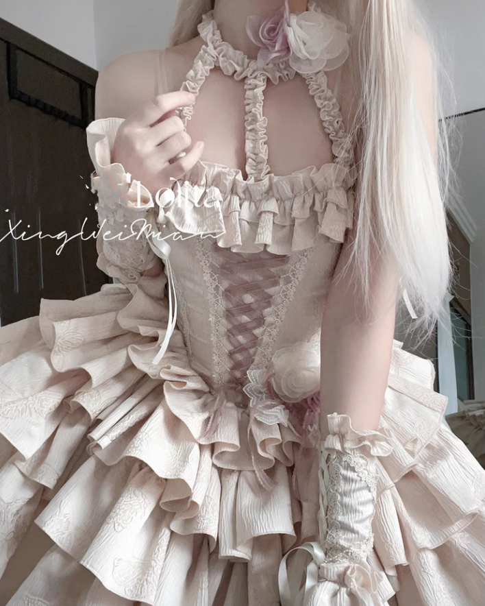 Xingweimian~Sunset Venus~Gothic Lolita Formal Dress Fishbone Waist JSK Dress Set   