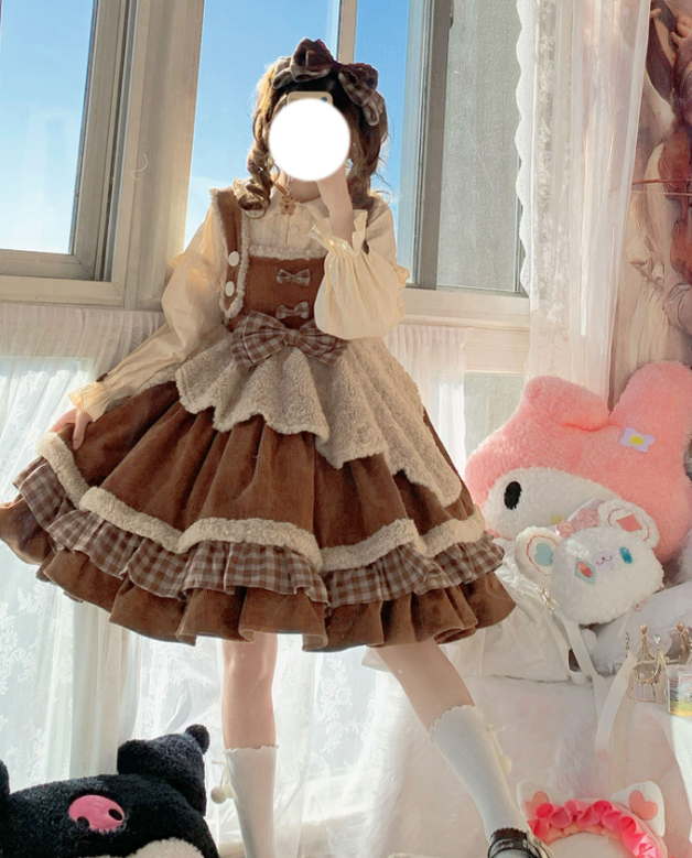 Magic Skirt Cat~Warm Bear~Brown Sweet Lolita Winter Salopette S warm bear salopette 