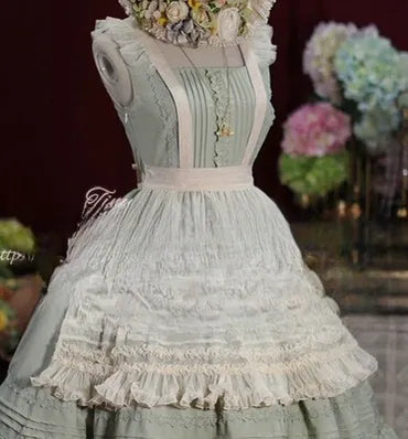 Tiny Garden~Nocturne Reminiscence~Elegant Lolita JSK Dress Multi-Wear Apron Dress Set S Generate a colored gauze apron 