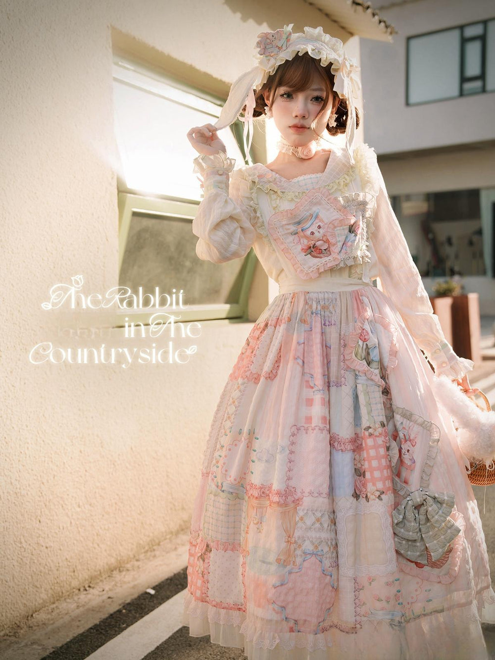 Mewroco~Country Patchwork~Sweet Lolita Dress Set Print OP SK Shirt and Camisole 41848:719108