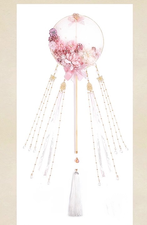PoliCharlie~Han Lolita Pink Round Fan Bead Chain pink  