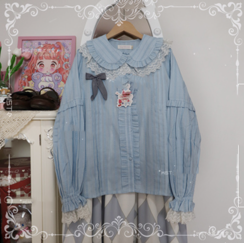 MIST~Cream Sweetheart~Kawaii Lolita Long-sleeve Blouse Multicolors 9922:118408