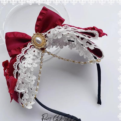 Pretty Girl Lolita~Elegant Lolita Burgundy Rose Headdresses   