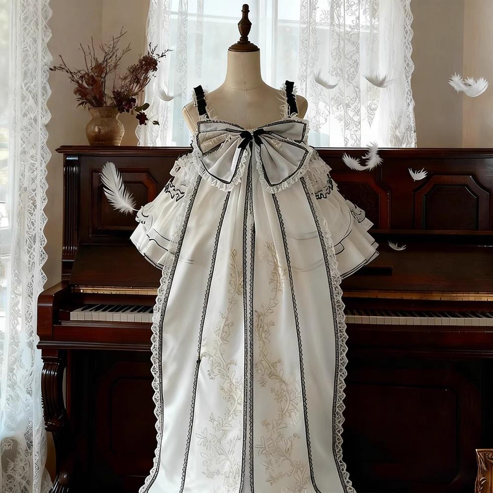 Daydream Whisper - Layered Poem - Wedding Sweet Plus Size Lolita JSK Dress Set 44159:797594