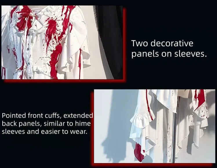 Echo of Deep Sea - Satin Ouji Lolita Trailing Blouse, Solid or Blood Stain Style 45666:857876