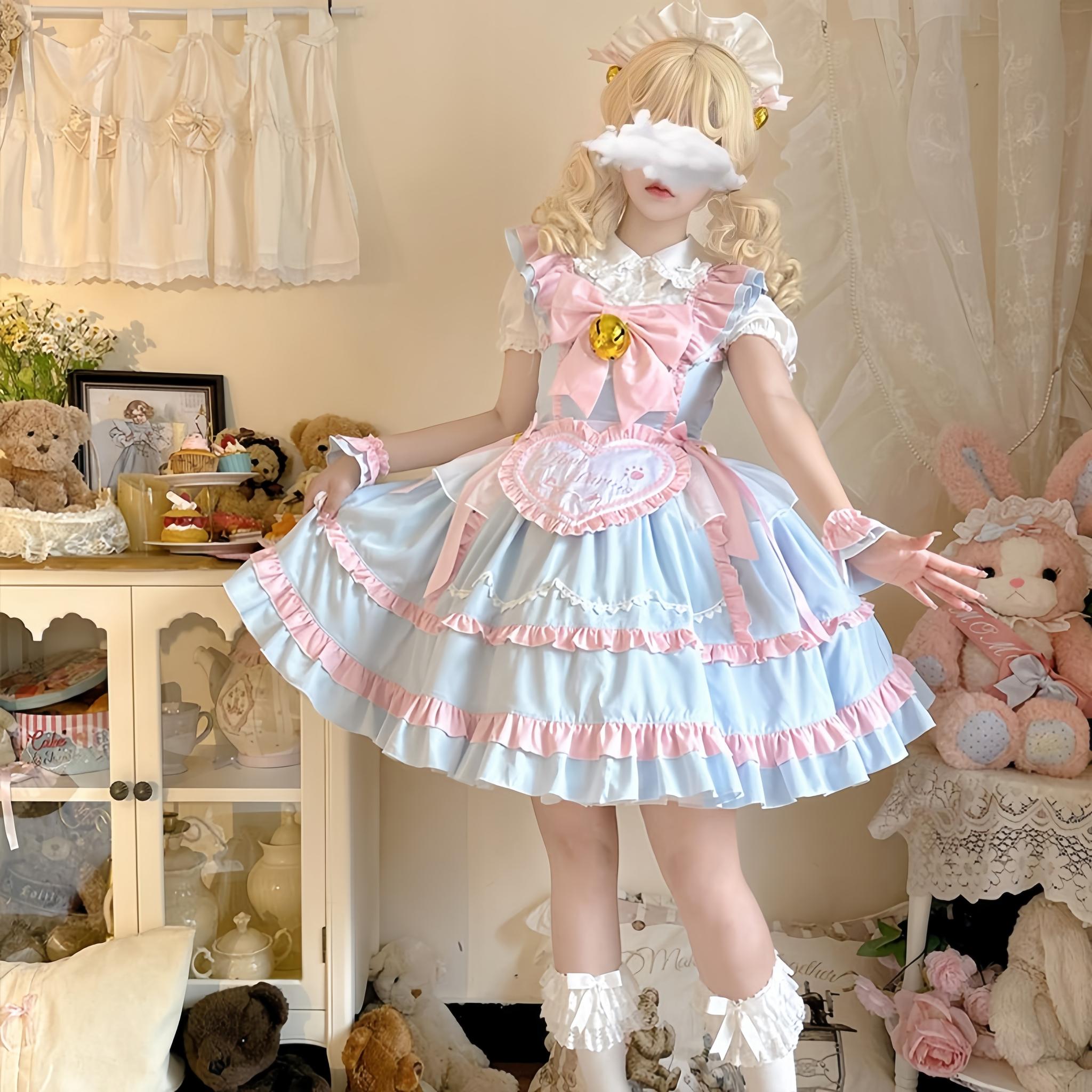 Sweetheart Chef - Sweet Lolita JSK Dress, Bell & Detachable Heart-shaped Apron