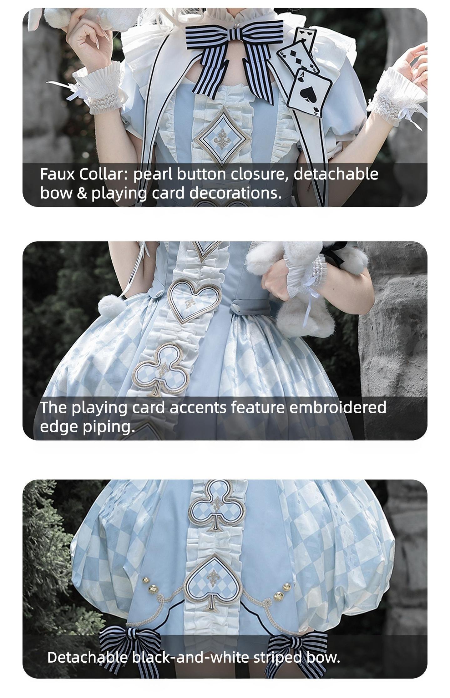 For Alice - Doll-like Lolita Jacquard OP Dress Set, Elastic Bubble Hem 45690:859724
