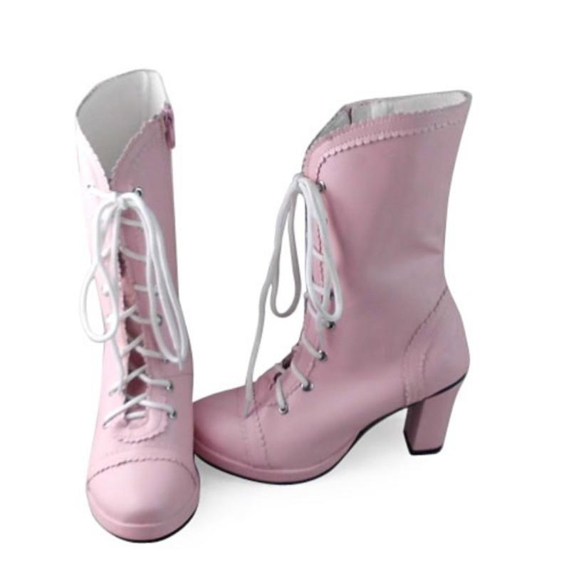 Antaina~Elegant Lolita Heel Boots Kawaii Shoes 33 Pink matte - heel 6.3 cm platform 1cm 