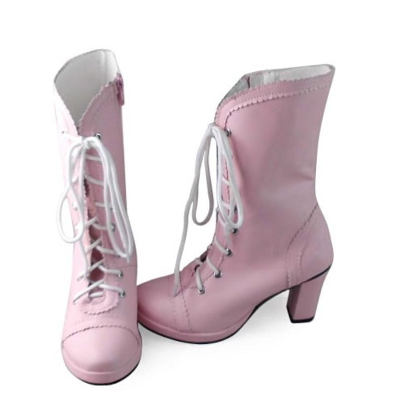Antaina - Elegant Lolita Heel Boots Kawaii Shoes 33 Pink matte - heel 6.3 cm platform 1cm