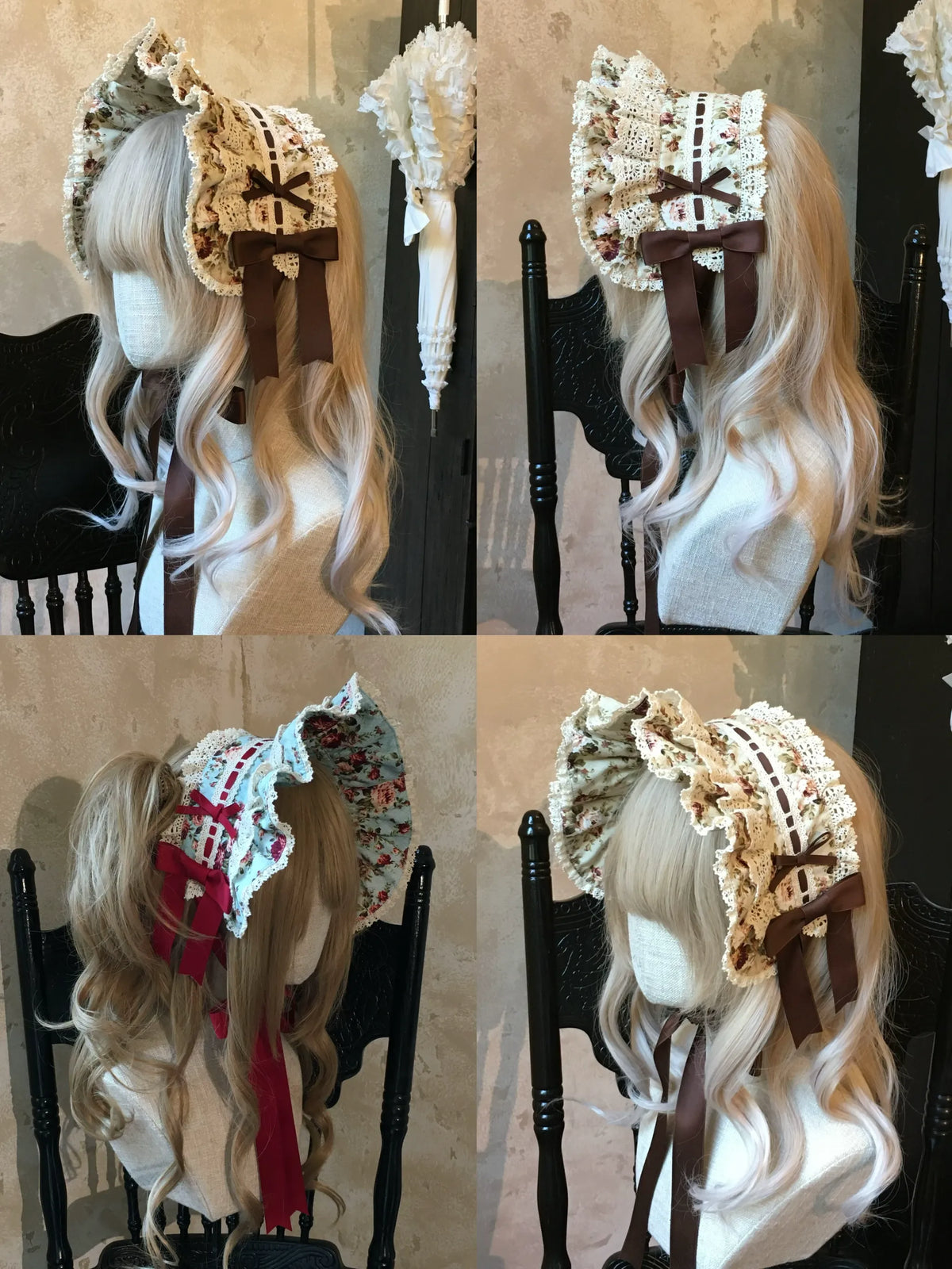 Old Rose Garden - Old School Lolita Floral Print Headdress & Socks 45981:870414