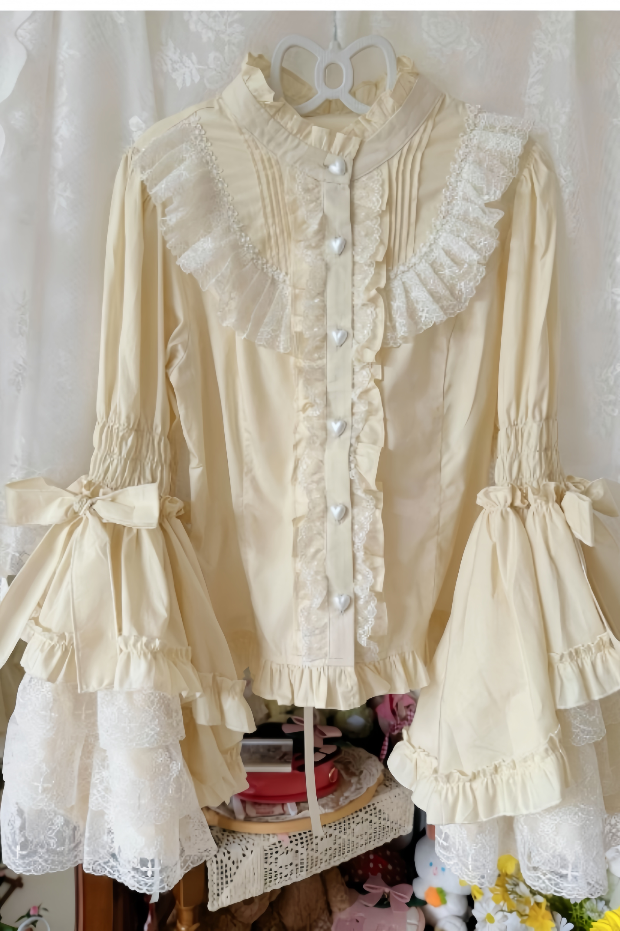 Twilight Zone - Sweet Lolita Blouse Princess Sleeve Shirt Inner Wear (2XL 3XL L M S XL XS / Beige) 39984:796984
