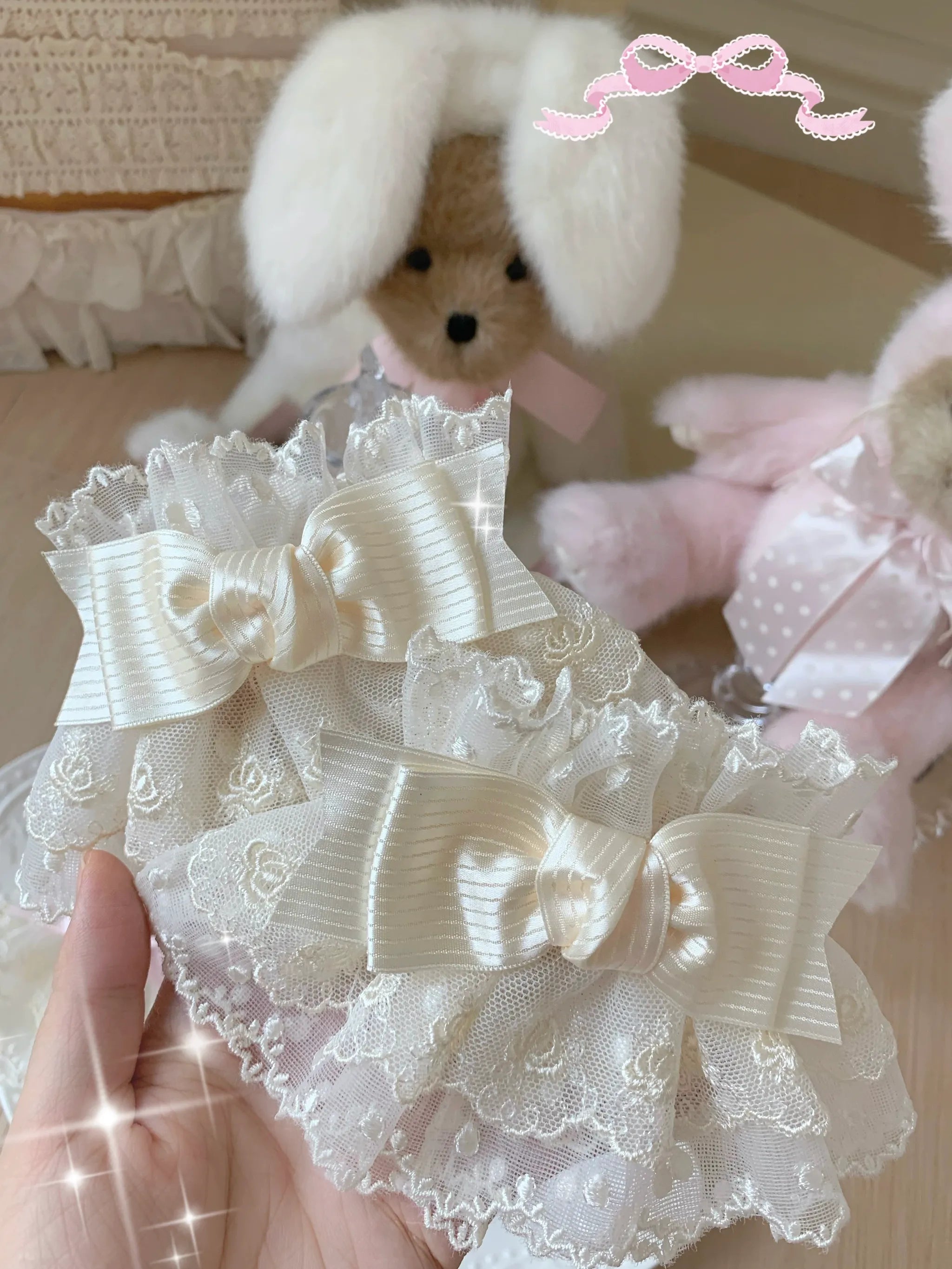 Sweet Lolita Lace Bow Cuffs, Elastic Design 45859:865632
