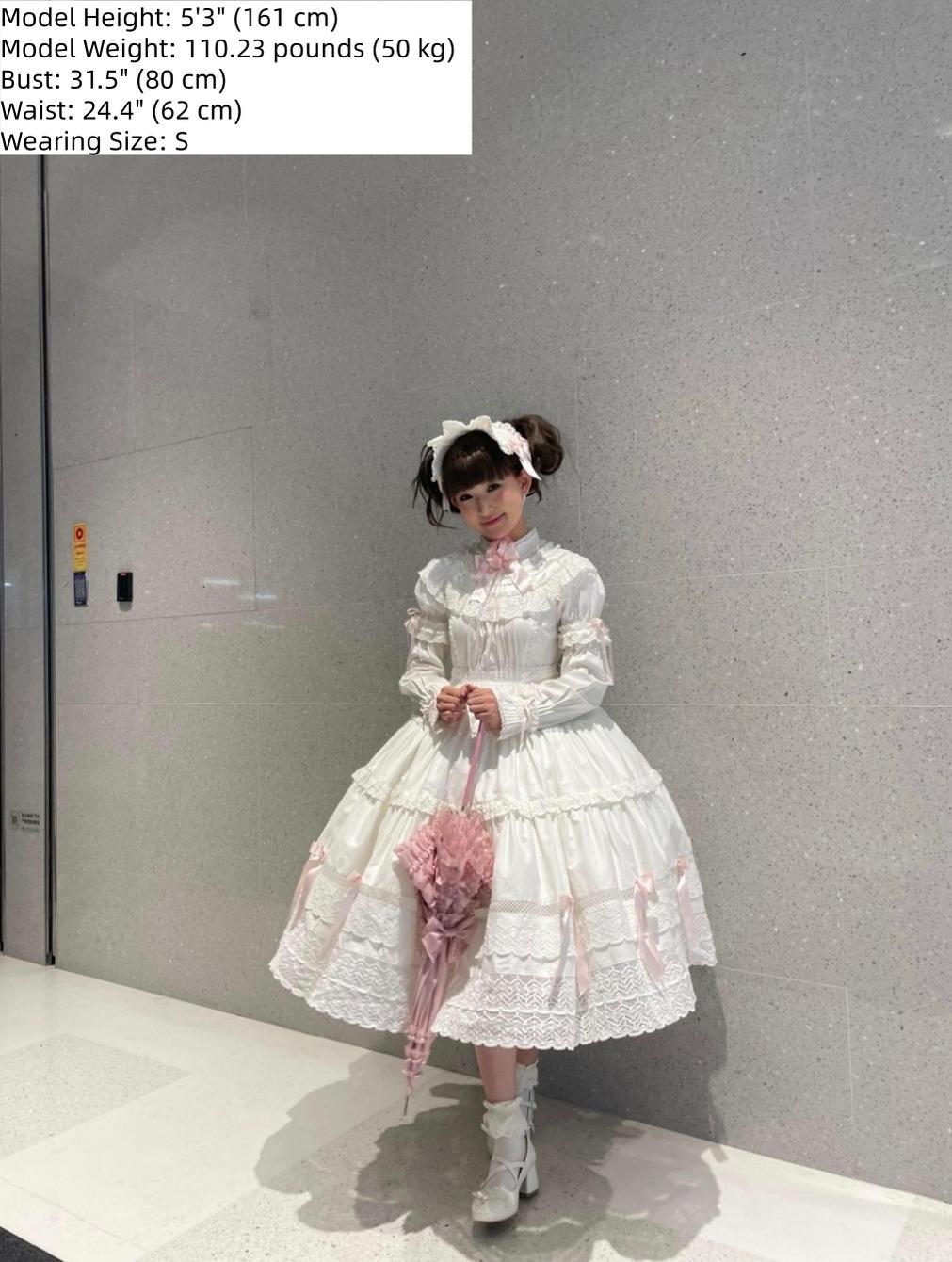Edelburg Rose - Old School Lolita Cotton OP Dress Set, Detachable Sleeves 45685:859165