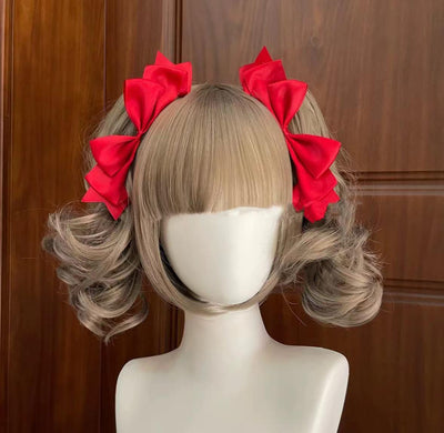 BeiBei Handmade~Kawaii Lolita Hair Clip Bow JK Side Clips Burgundy  