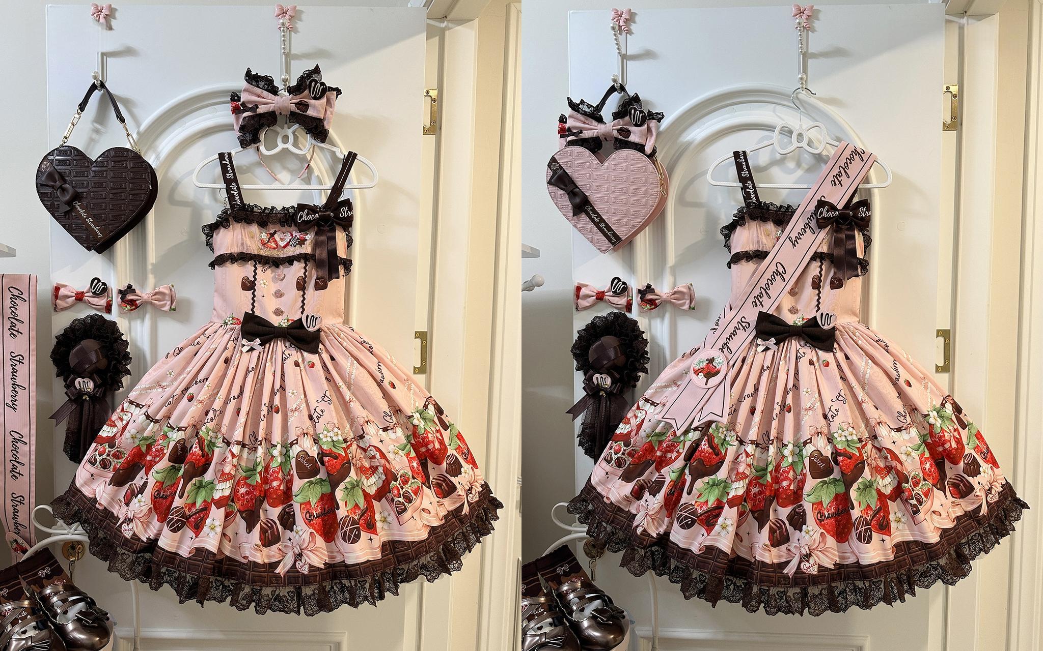 Strawberry Chocolate Lovers - Sweet Lolita Embroidered Printed Accessory