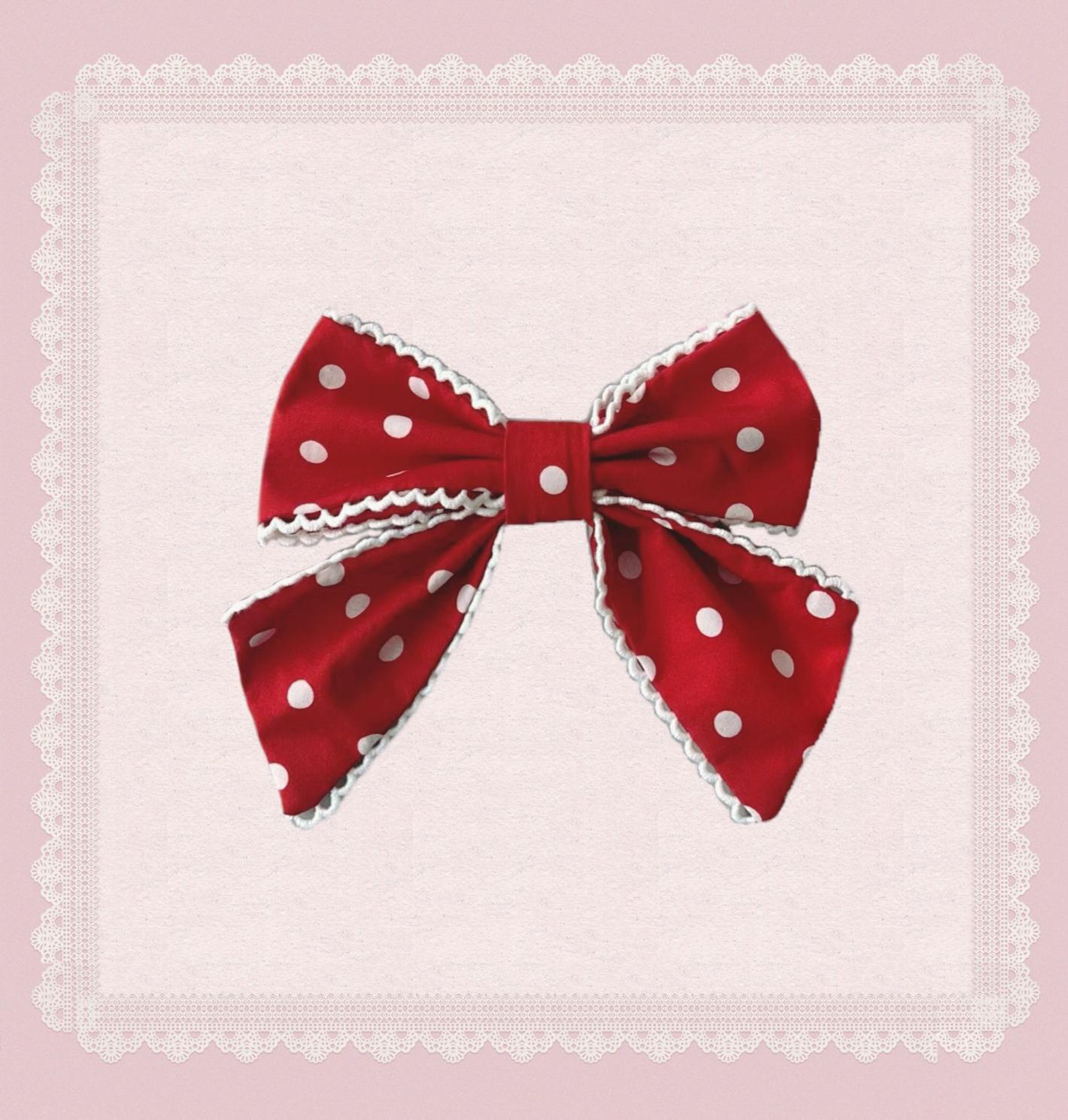 TaTaTa Lolita - Polka Bailys - Old School Lolita JSK Suit Red White Polka Dot Dress Polka dot side clip only (One Size / M) S