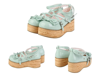 (BFM)Modo~Sweet Lolita Round-toe Platform Shoes Ankle Strap Shoes 35 Mint Green 