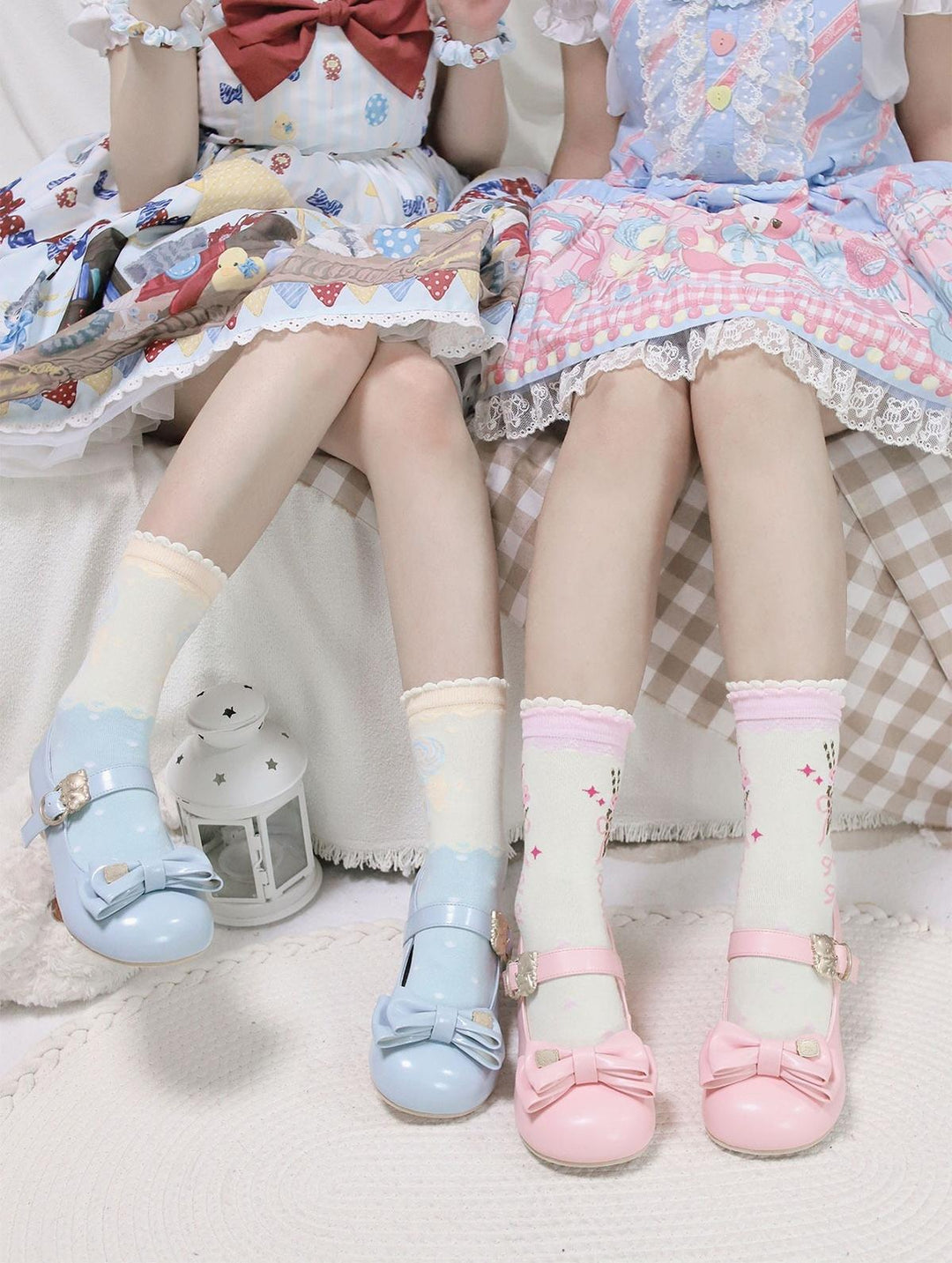 Sheep Puff~Mikko Hug~Sweet Lolita Shose Round Toe Lolitta Heels Butterfly Bow   