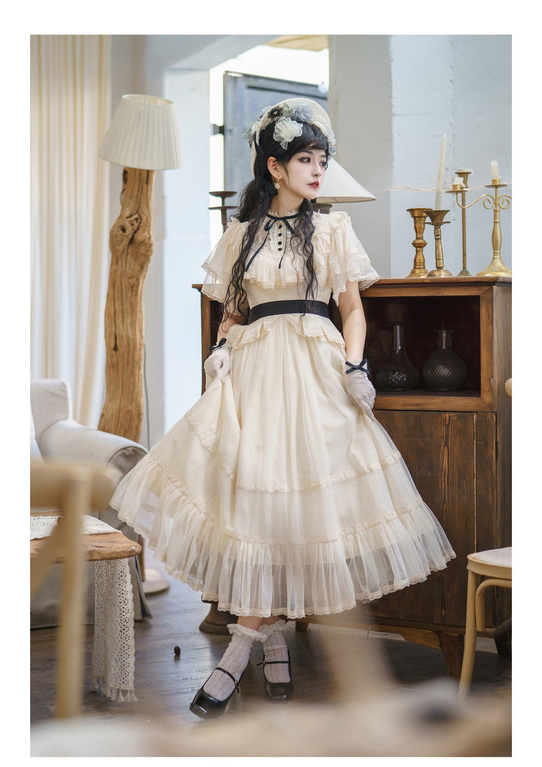 Button Bear~True Summer~Classic Lolita OP Dress with Hat and Hairband