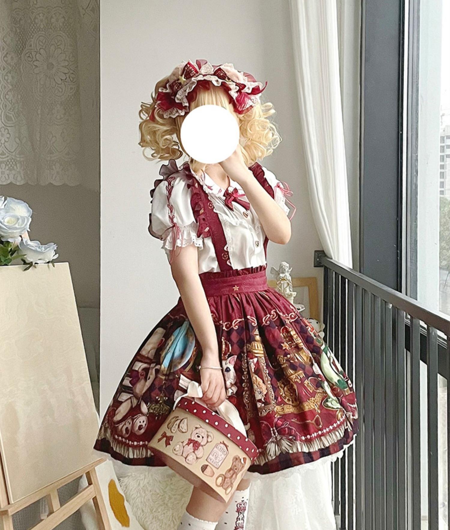 Ocelot - Crown Bear - Kawaii Lolita SK Daily Chiffon Skirt