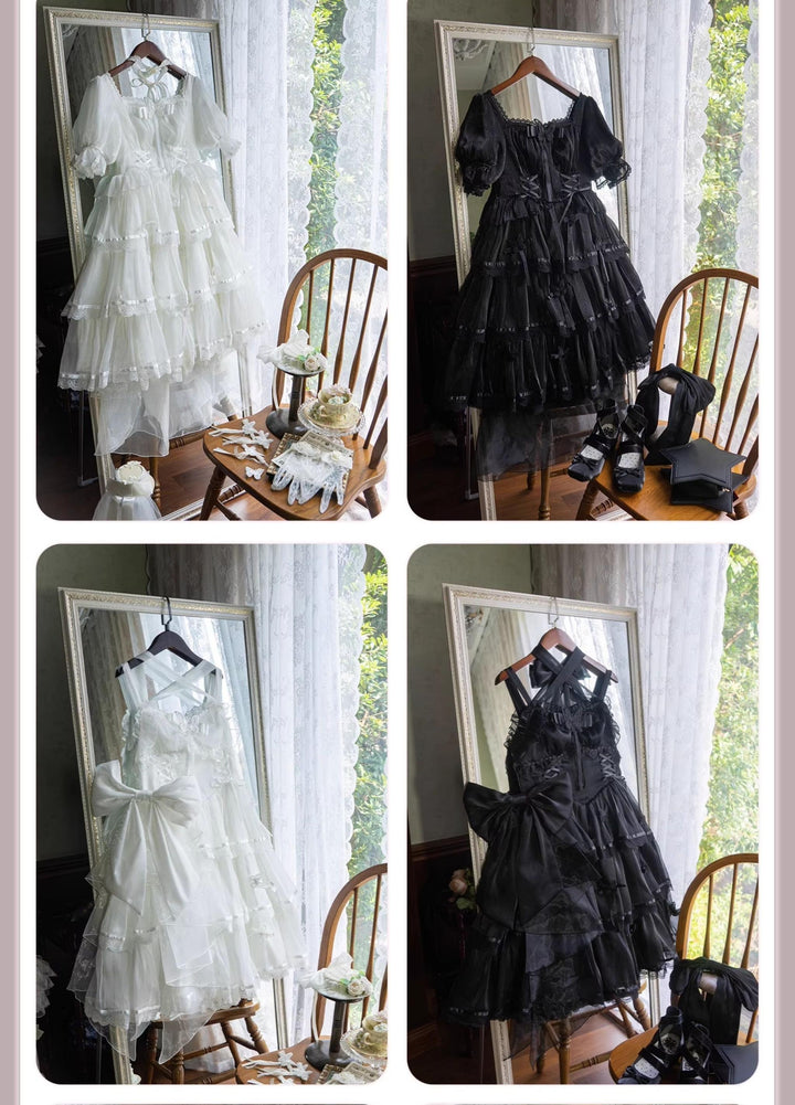 MEEKWIND~Miss Flora~Light Bridal Lolita Dress Gauze OP and JSK