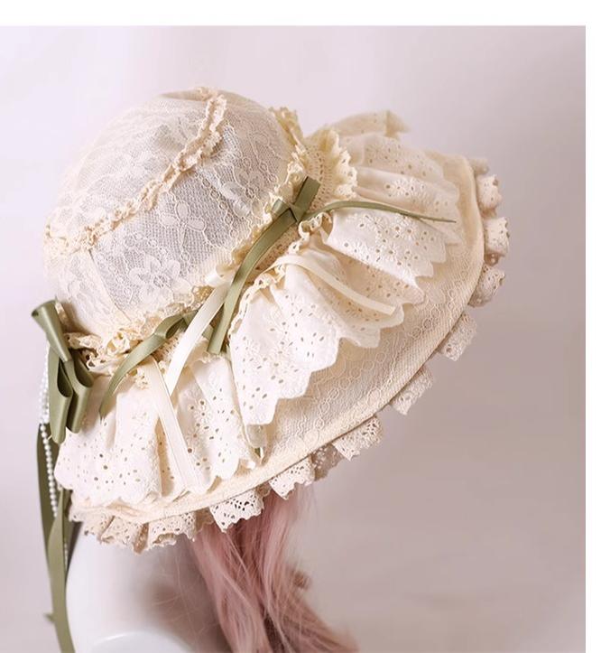 Xiaogui - Elegant Lolita Sunshade Hat Floral Bow Hats
