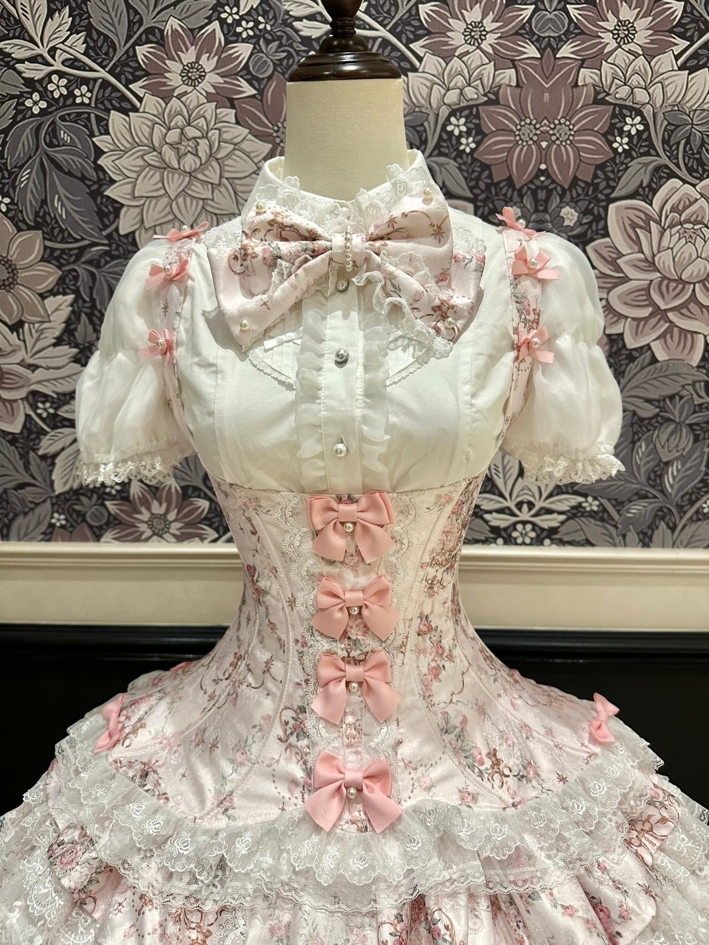 Mengfuzi - FLower in the Mirror - Old-School Lolita Bodice & SK Set, Short-Sleeved OP 44280:802282