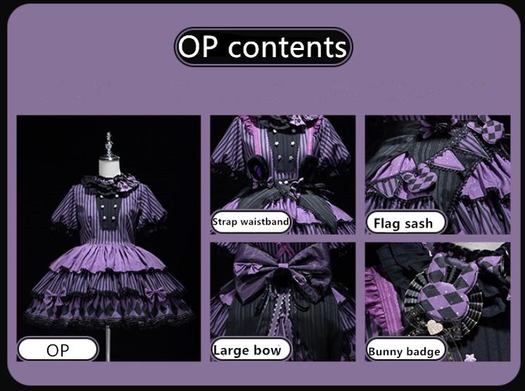Forest Fluorescent Carps~Ouji Lolita OP Dress Circus Lolita Strip Prince Suit 38690:596642