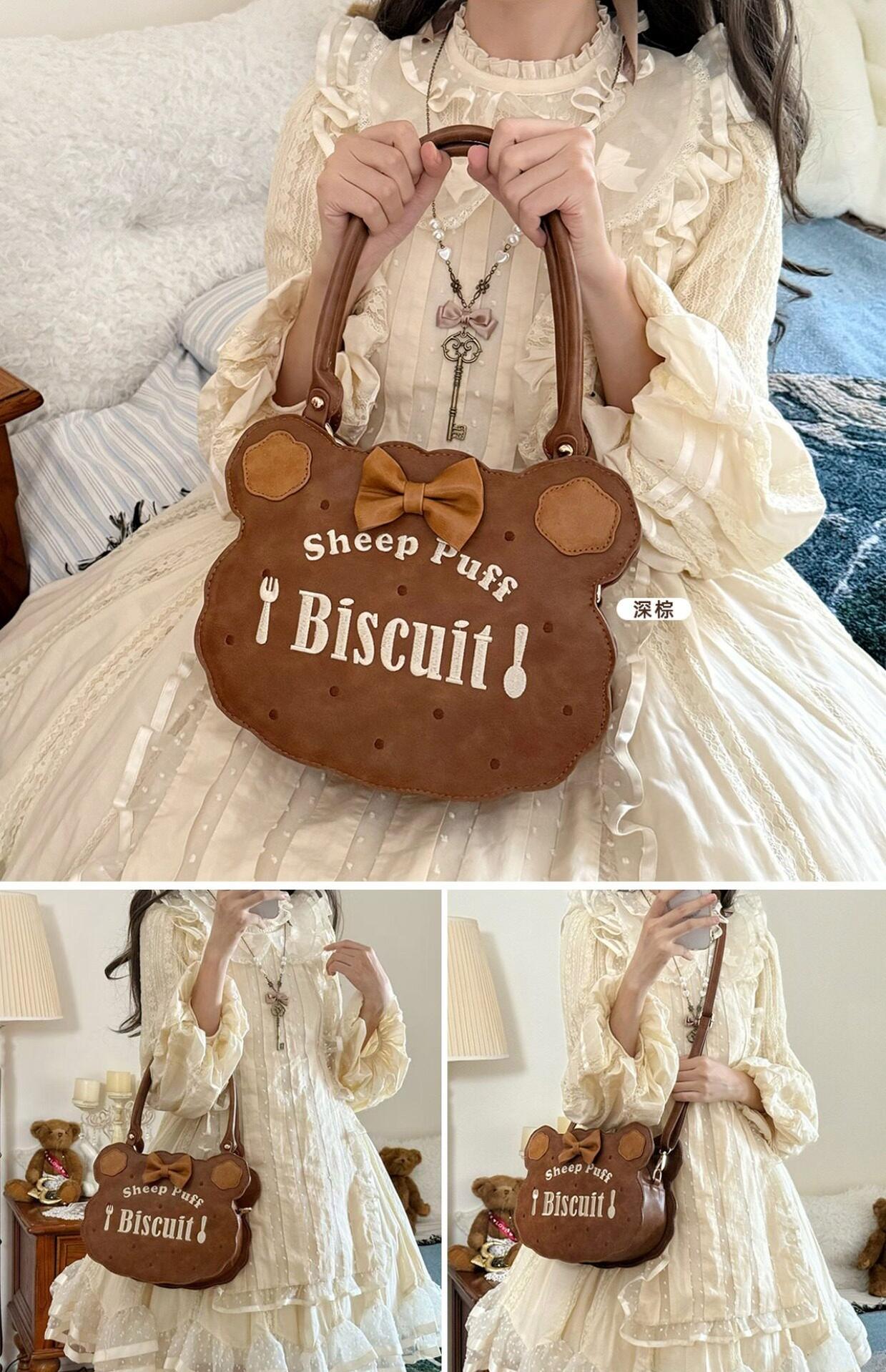 Bear Cookies - Kawaii Lolita Bag, Embroidery & Bow