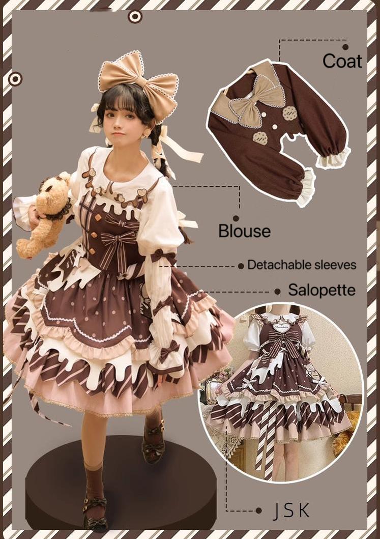Half Sweet Lolita~Chocolate Milk Pie~Sweet Lolita Jumper Dress Summer Salopette   