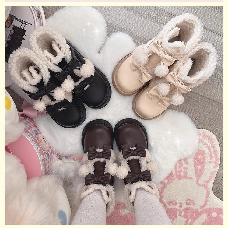 Beauty Bunny~Furry Bear~Winter Cute Lolita Shoes Short Snow Boots   