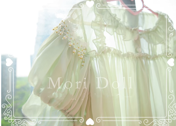 Mori Doll~Daily Lolita Puff Sleeve Short Sleeve Shirt   