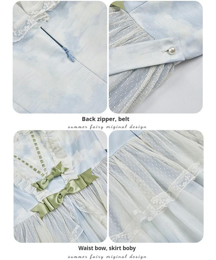 Summer Fairy~IP Collab Sweet Lolita Jumper Dress Flutter Sleeves OP 38656:593078