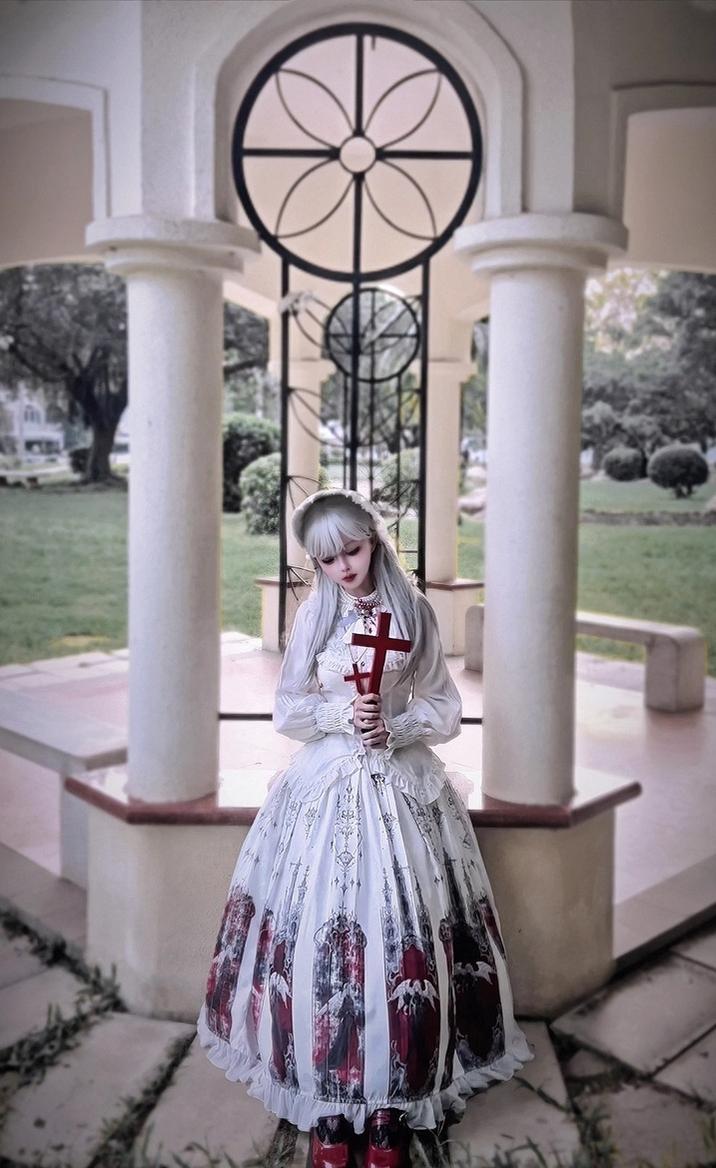 Luoluan Lolita - Fallen Angel - Printed Gothic Lolita Skirt Outfit