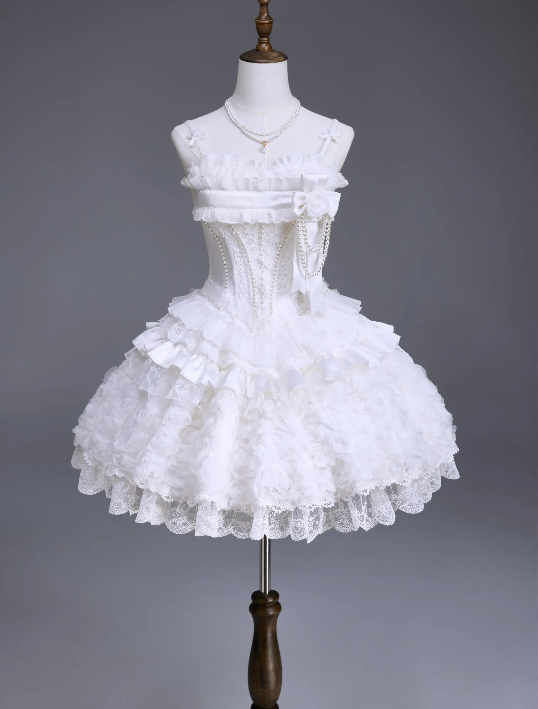 Nameless Snow - Classic Lolita Corset JSK Dress, Detachable Cape (L M S XL XS) 45683:859047