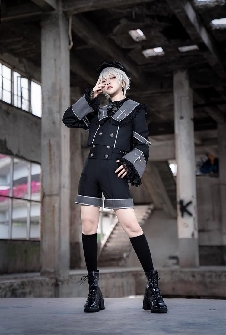 CastleToo~Rules of the Otherworld~Gothic Ouji Lolita Shorts Set with Embroidery Jacket