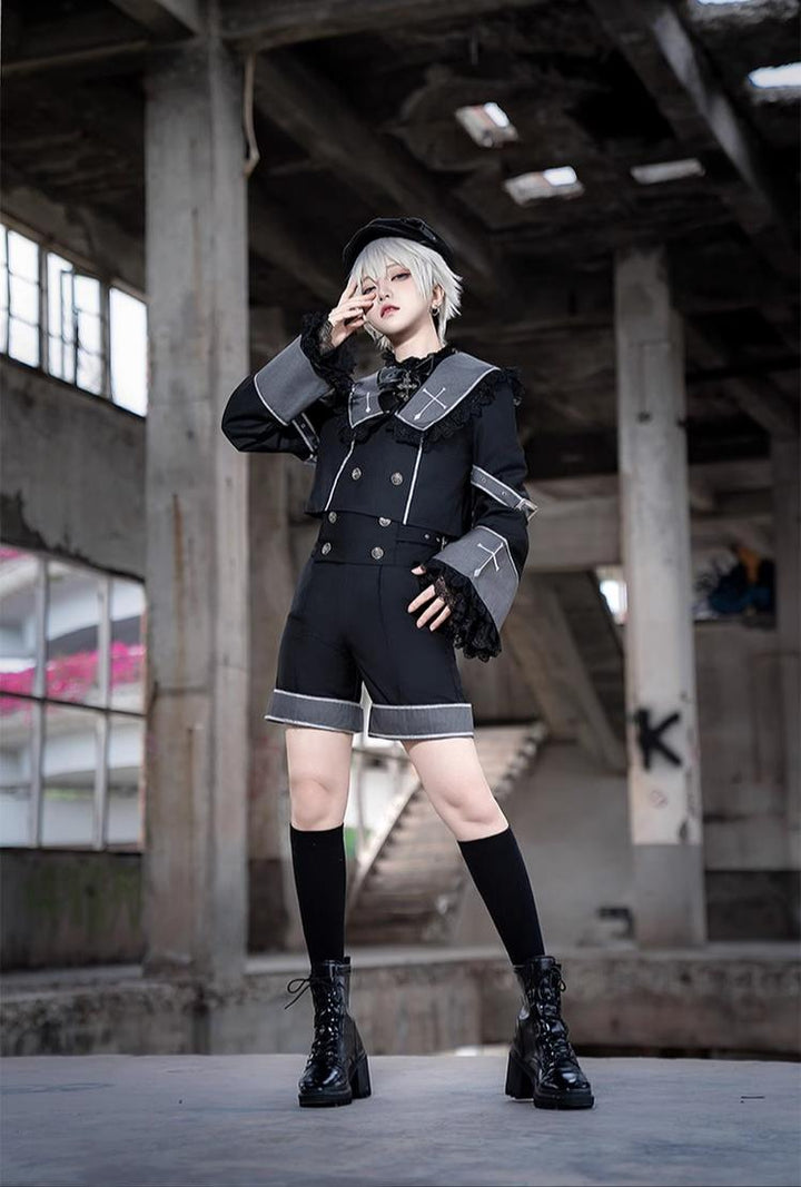 CastleToo~Rules of the Otherworld~Gothic Ouji Lolita Shorts Set with Embroidery Jacket