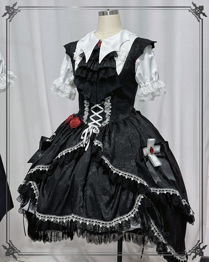 CastleToo~Night Rose~Elegant Ouji Lolita Suits With Lolita JSK And Shorts