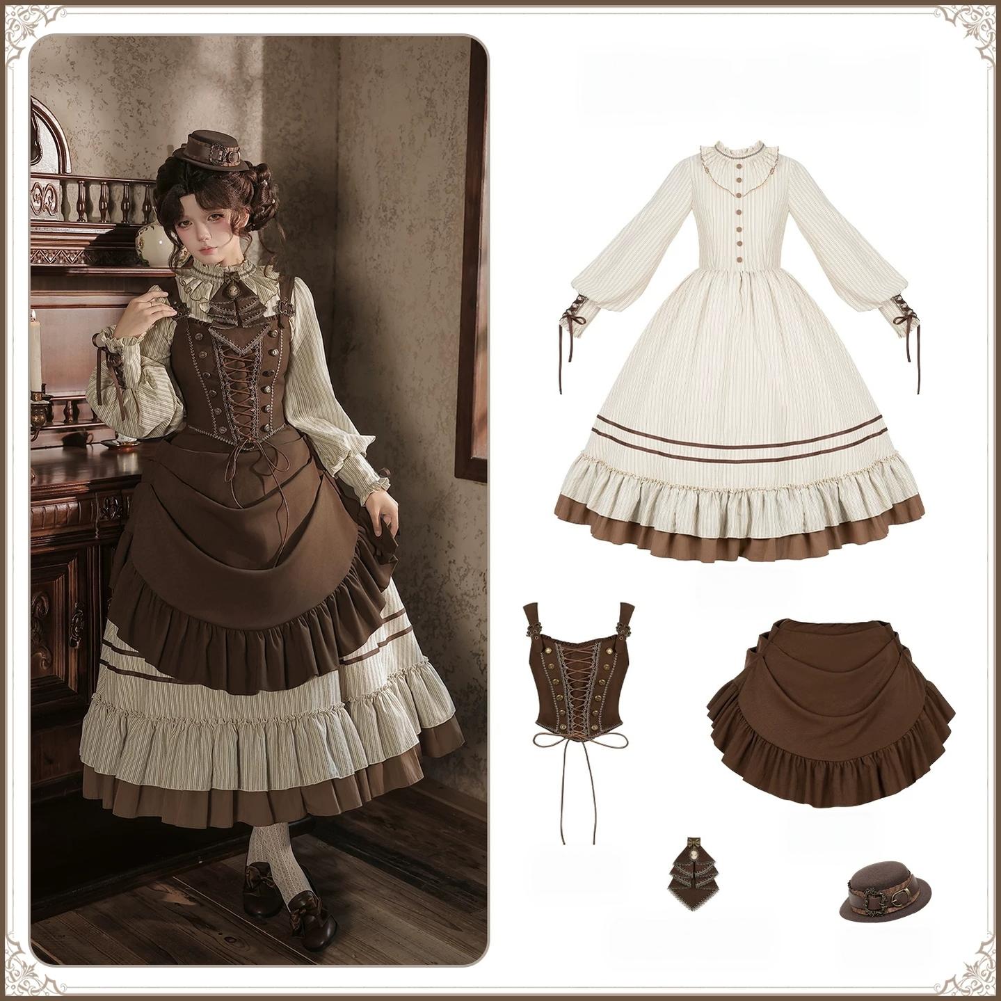 At Sunset - Fall Classic Lolita OP Dress Set, Bustier & Overlayer (L M S) 45930:868553