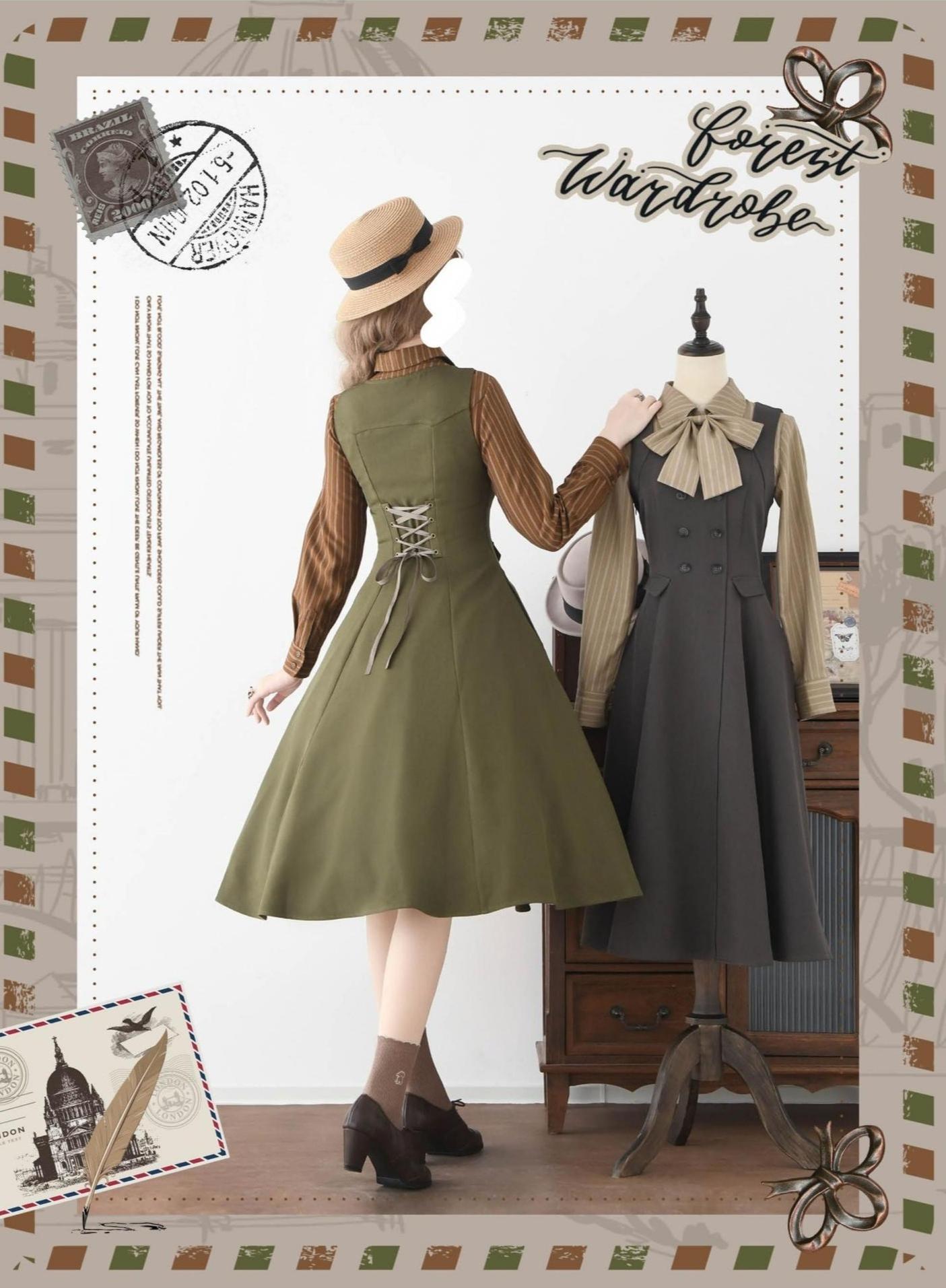 Forest Wardrobe - Foggy Forest - Elegant Lolita A-line JSK Dress, Side Pockets 44271:801687