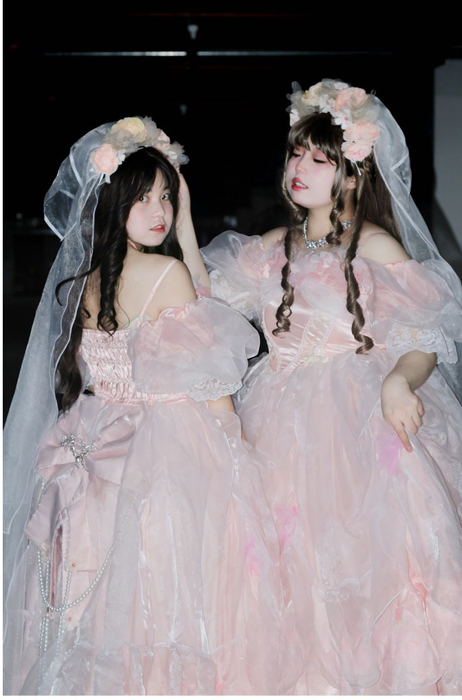 Daydream Whisper~Misty Rose Sea~Plus Size Wedding Lolita JSK with Puffy Tiered Skirt