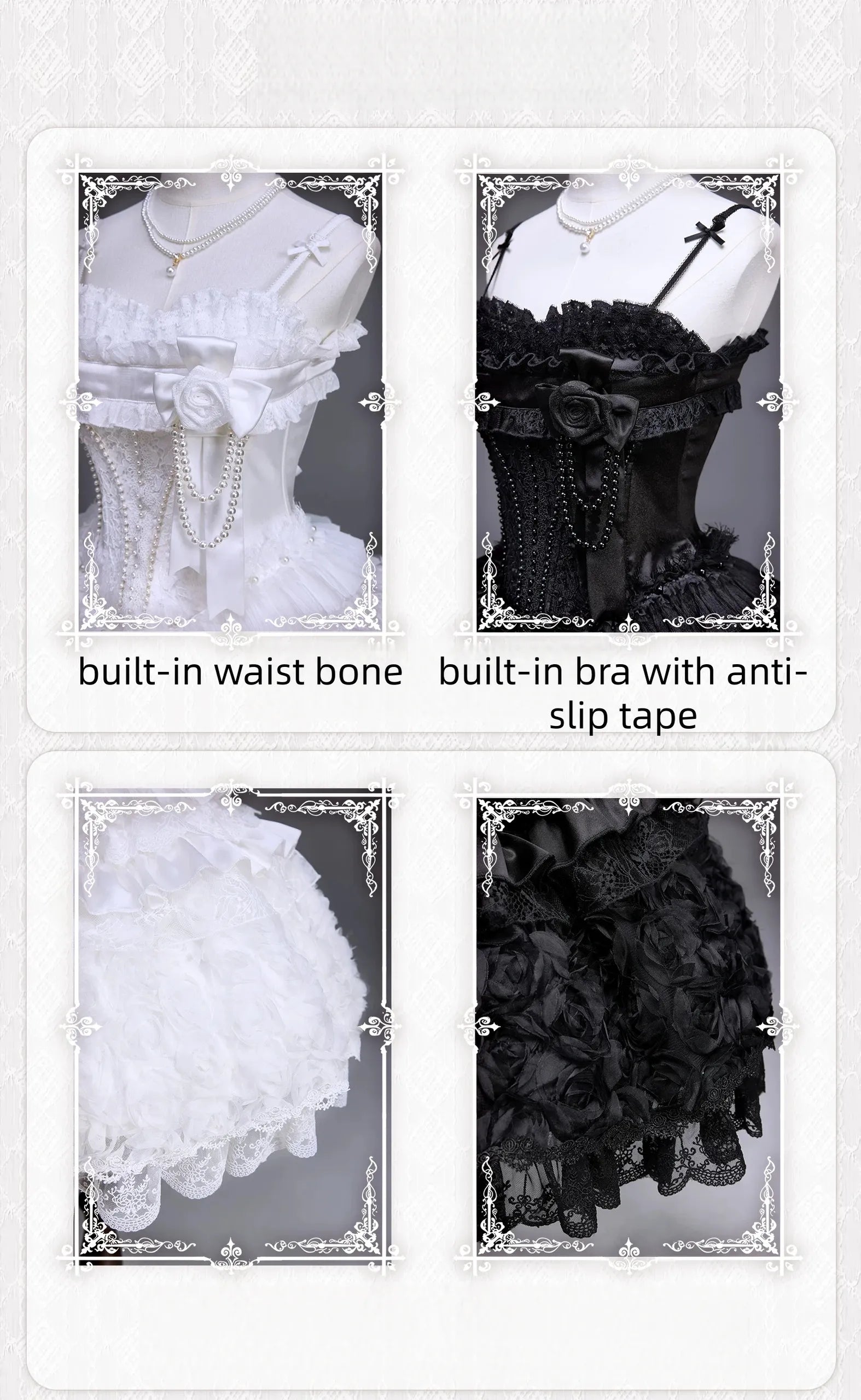 Nameless Snow - Classic Lolita Corset JSK Dress, Detachable Cape 45683:858987