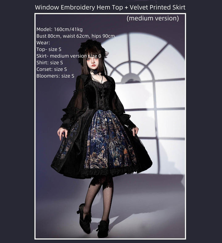 SUSIN~Night Traveler~Classic and Elegant Gothic Dress with Colorful Window Prints   