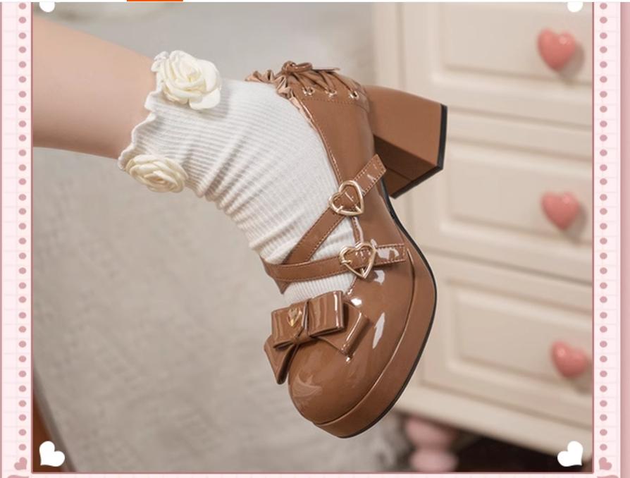 Milk Bun Bunny~Sweet Lolita High Heel Bow Princess Lolita Shoes