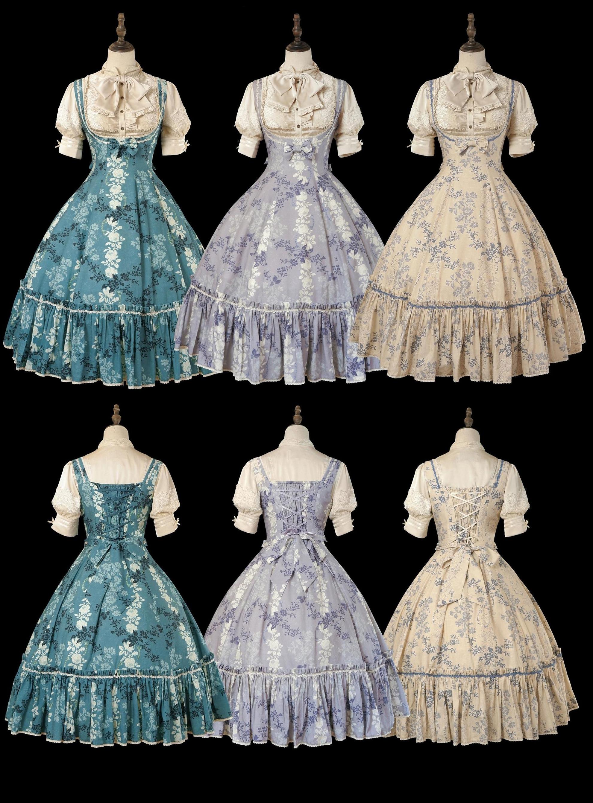 When flowers bloom - Classic Lolita Printed Dress, Ruffles & Bow 45181:838895